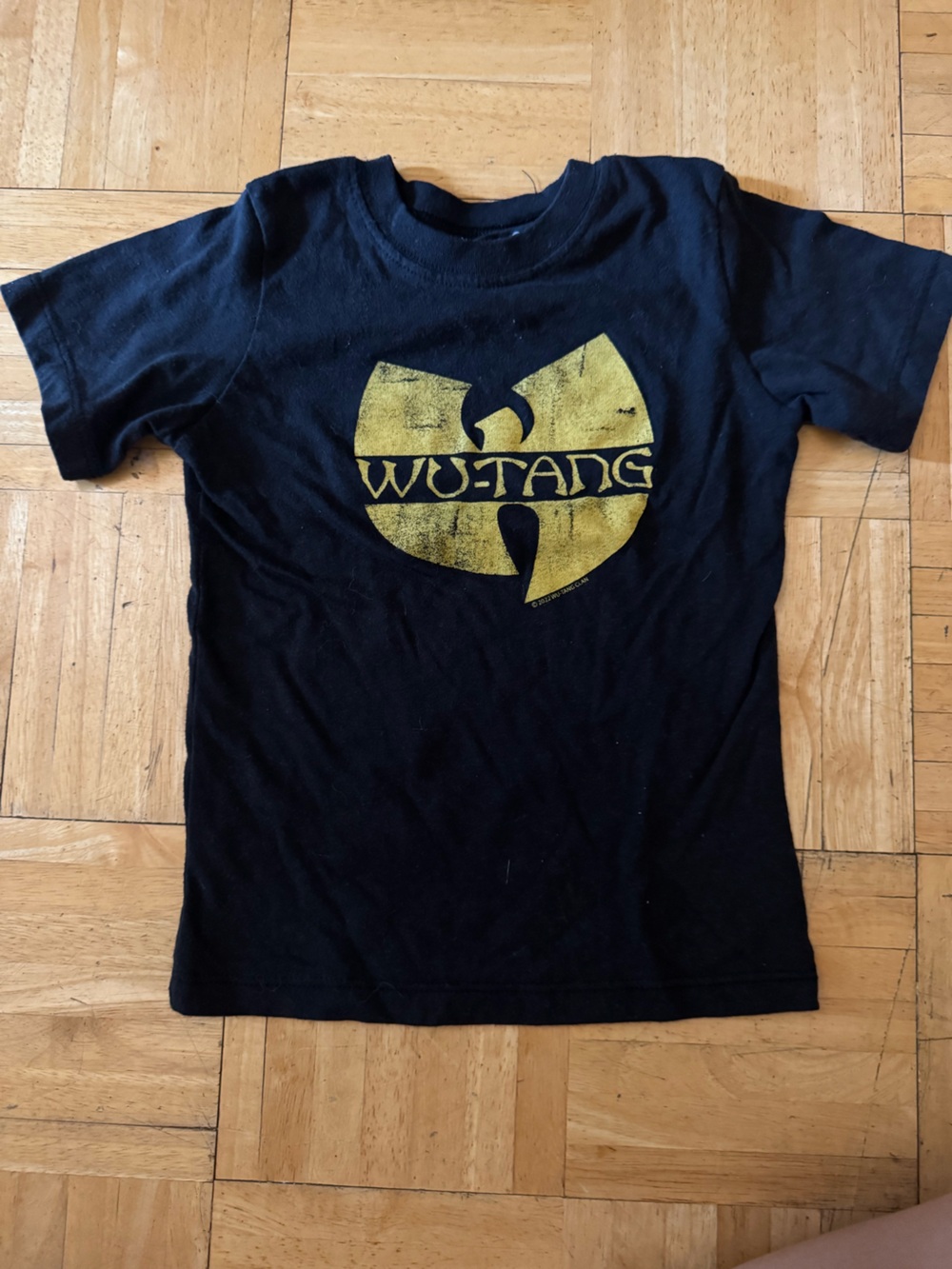Wu-Tang Black Short Sleeve Tee with Distressed Yellow Logo